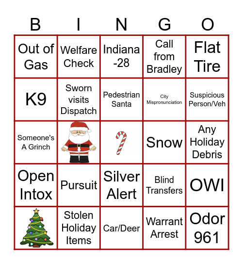 Dispatcher Holiday Bingo Card