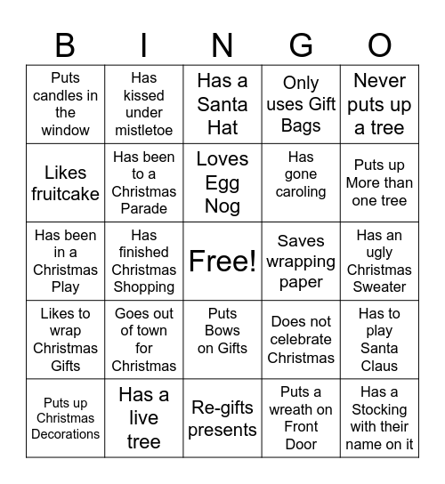 CHRISTMAS BINGO Card