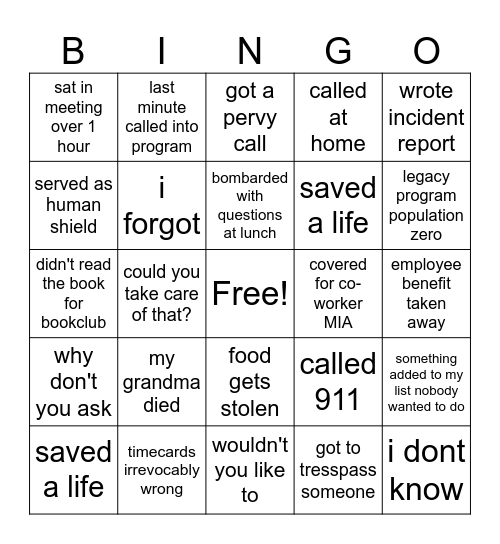 january Bingo Card
