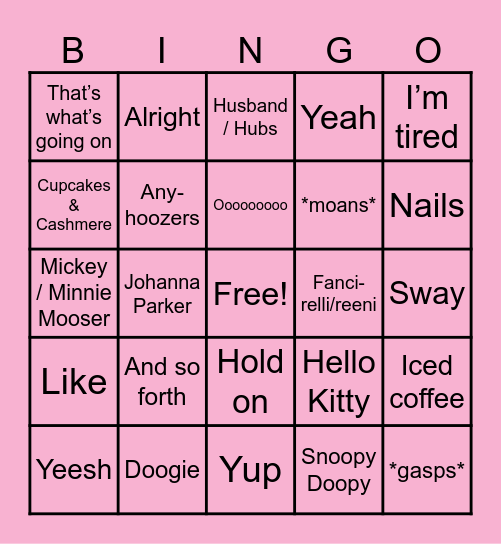 Crystal’s Crazy Bingo Card