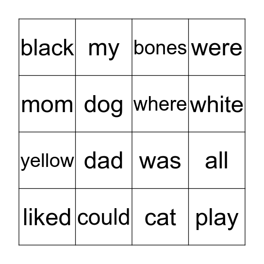 Sight Words 2 Bingo Card