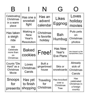 Holiday Bingo Card