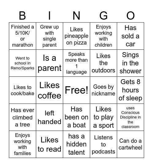 Connection Bingo Card