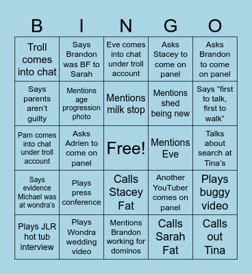 Lies Lies and More Lies Bingo Card