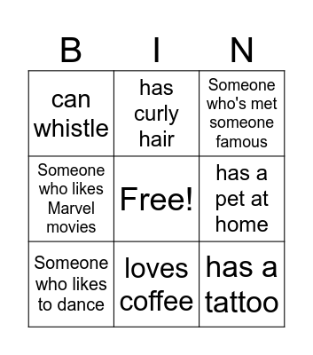 Human Bingo Card