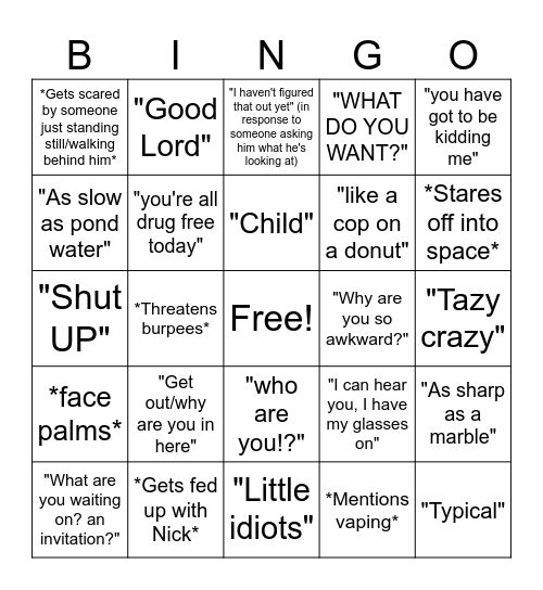 Dyer Bingo" Bingo Card