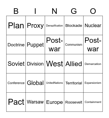 IGCSE KQ # 4 Bingo Card