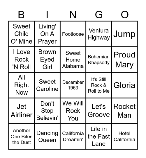 ROCK-N-ROLL Bingo Card
