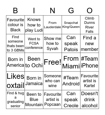 JAMSA Bingo Card