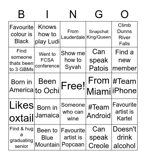 JAMSA Bingo Card