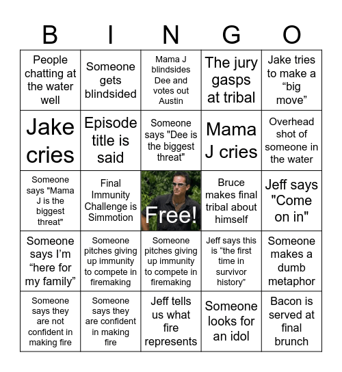 Survivor Finale Bingo Card