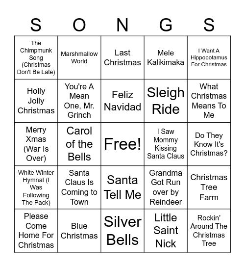 Christmas Bingo Card