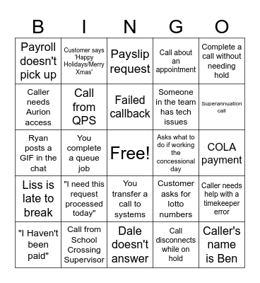 Payroll Bingo Card