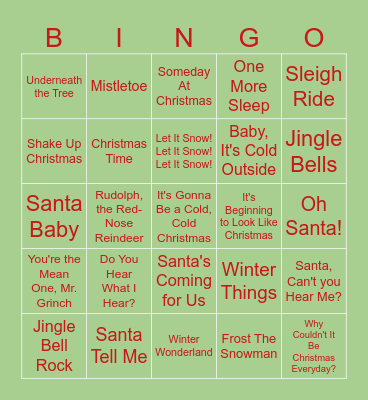 Christmas Music Bingo! Bingo Card