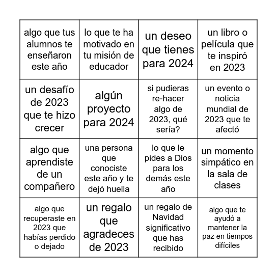 Bingo para compartir de 2023 Bingo Card