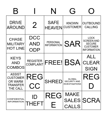 AUDIT Bingo Card