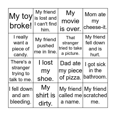 Interrupting Bingo Card