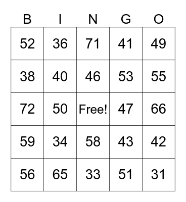 Prajapati Party Bingo Card