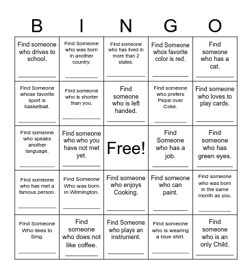 Find Someone Who... Bingo Card