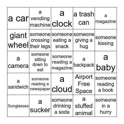I-Spy Airport Bingo Card