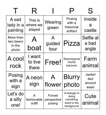 Family Vacation Slideshow Bingo Card