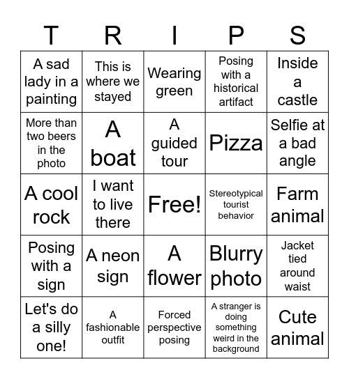 Family Vacation Slideshow Bingo Card