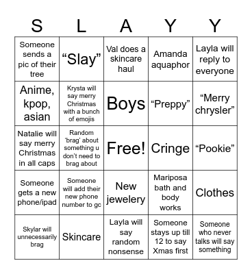 Christmas gc Bingo Card