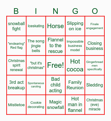 Christmas Movie Bingo Card