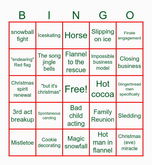 Christmas Movie Bingo Card