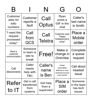 Teles Bingo Card