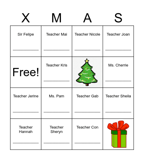 Guess the Santa Bingo Card