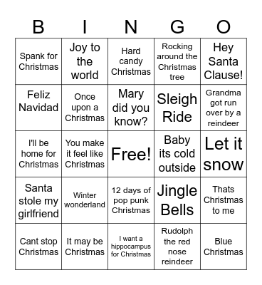 Christmas songs Bingo Card