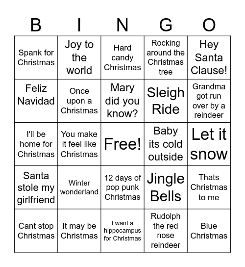 Christmas songs Bingo Card