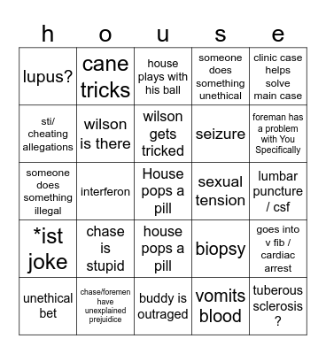 house,,,, Bingo Card