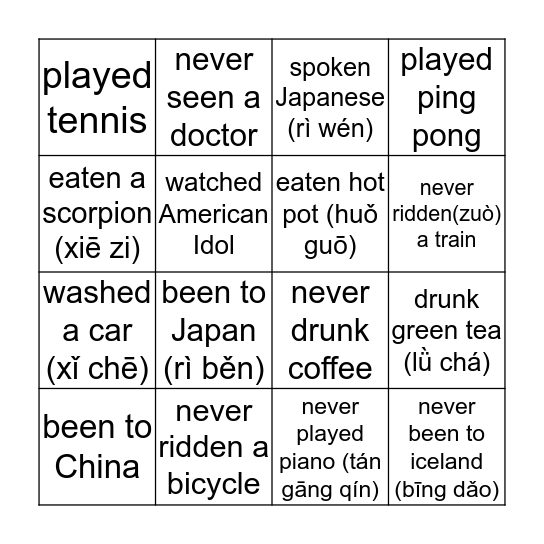 Find Someone Who Has..... Bingo Card
