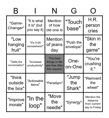 Corporate Jargon in Meetings Bingo Card