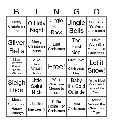 Christmas Carol Bingo Card