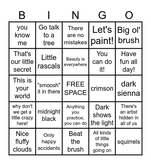 Bob Ross BINGO Card