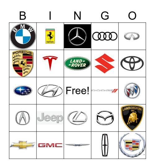 Car Logos Bingo Card