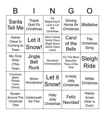 SOFT Bingo 12 - XMas Songs Bingo Card