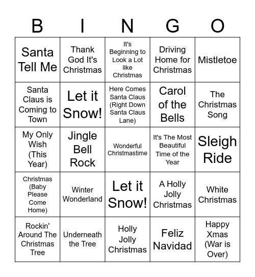 SOFT Bingo 12 - XMas Songs Bingo Card