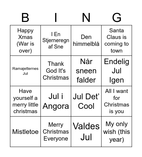 JULEMUSIK BANKO Bingo Card