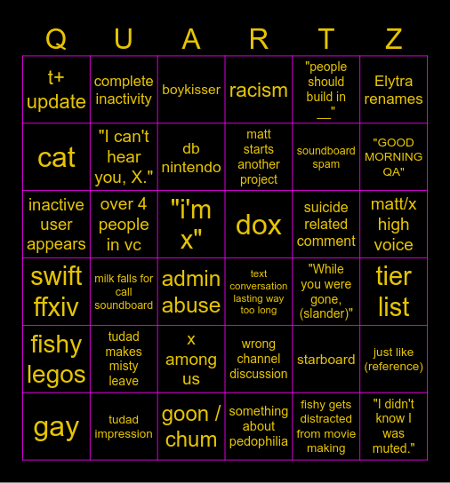 qango Bingo Card