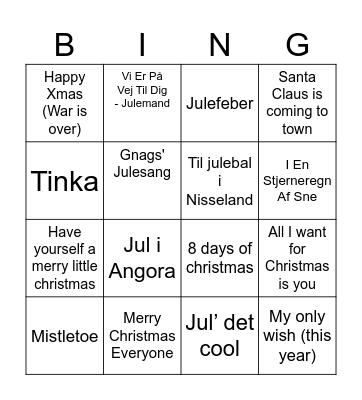 JULEMUSIK BANKO Bingo Card