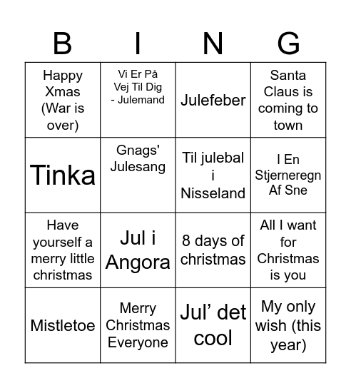 JULEMUSIK BANKO Bingo Card