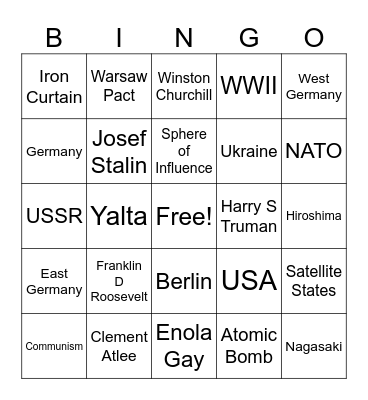 Cold War Bingo! Bingo Card