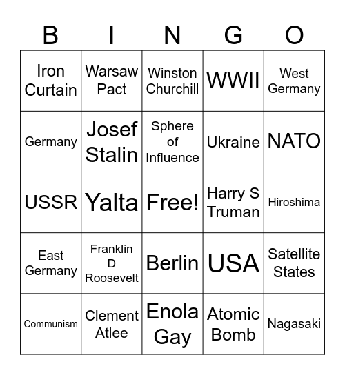 Cold War Bingo! Bingo Card