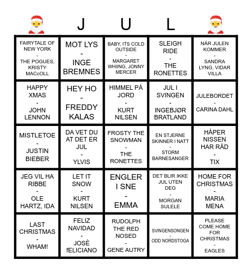 Steffen's Julebingo! Bingo Card