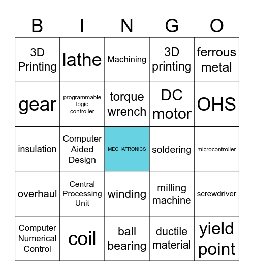 Mechatronics Bingo Card