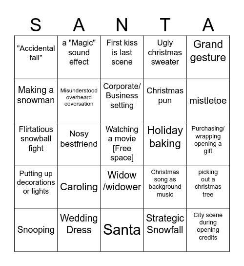 Christmas tropes Bingo Card